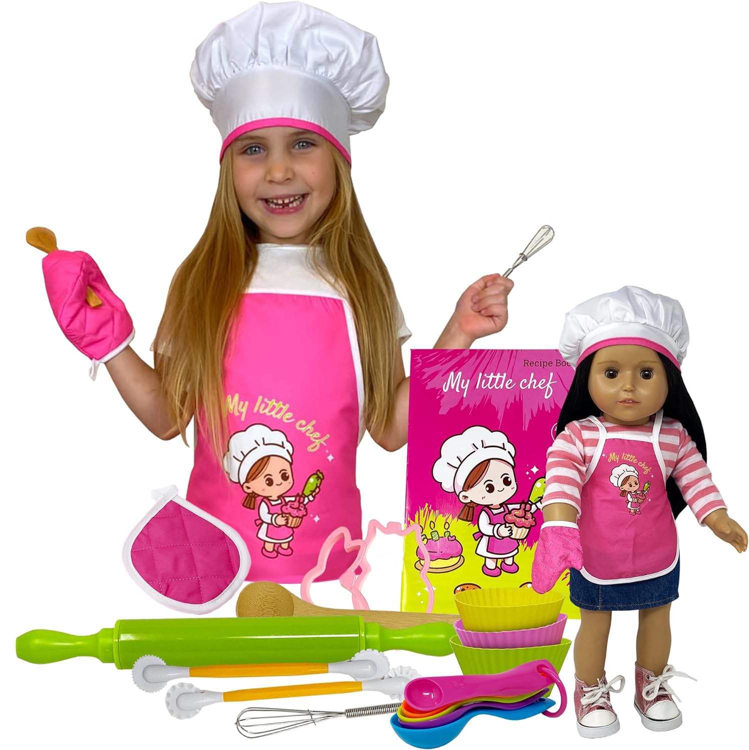 Amazon.com: Kids Baking Set with Apron, My Lil Chef Hat for Dress